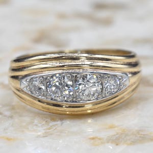 Vintage Mid-Century 14k Gold Ring with .60 ctw Old European Cut Diamonds