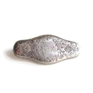 VENTE Broche monogramme en argent sterling victorien antique vers les années 1880 image 1