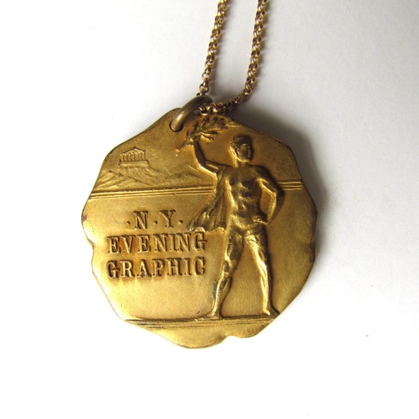 Antique Running Medal / NY Evening Graphic 1st Annul Punch Ball Championship 1926