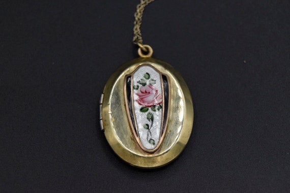 Vintage Locket with Guilloche Enamel