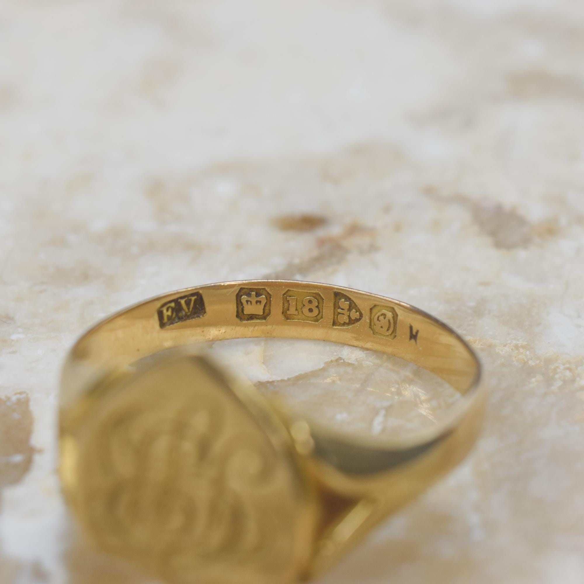 Antique 18k Gold Signet Ring T.J.B. English Hallmarks 1904 - Etsy