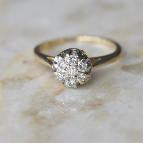 Vintage Mid-Century Diamond Cluster Ring - image 1