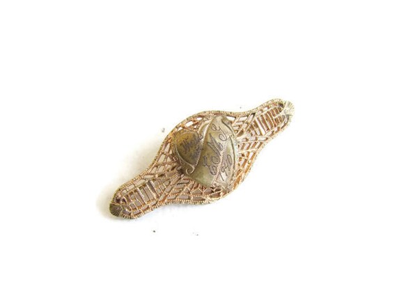 Vintage Worlds Fair 1940 Filigree Brooch - image 2