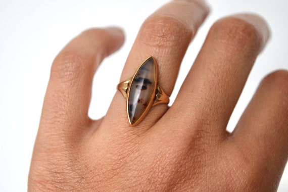 Antique 14k Gold Dendraric Agate Ring c.1910 - image 7