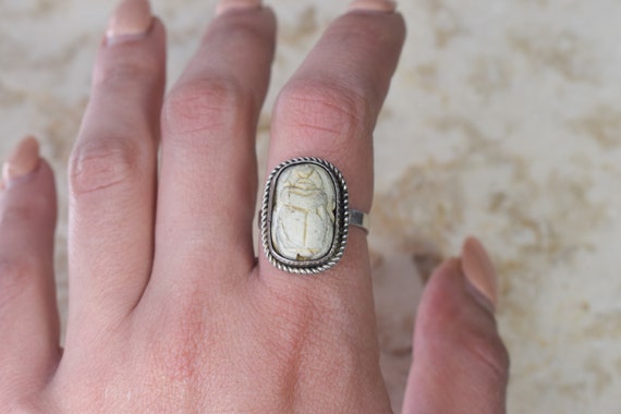 Vintage Egyptian Revival Scarab Ring - image 5