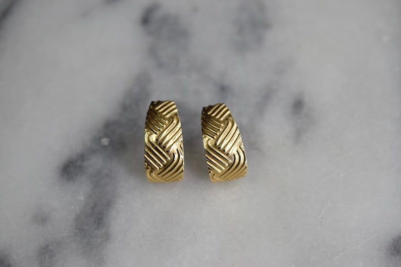 Vintage 14k Gold Textured Earrings c.1990s