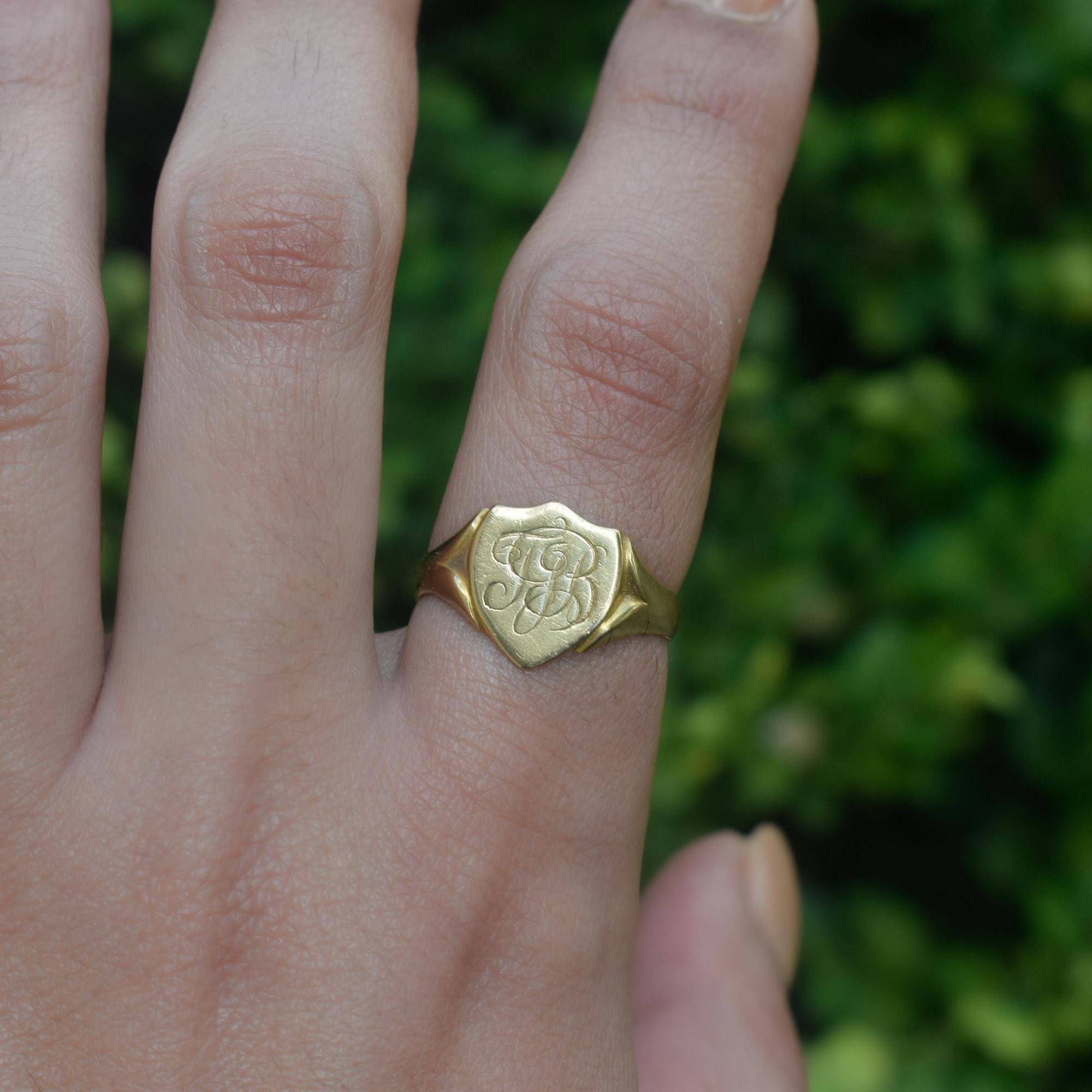 Antique 18k Gold Signet Ring T.J.B. English Hallmarks 1904 - Etsy