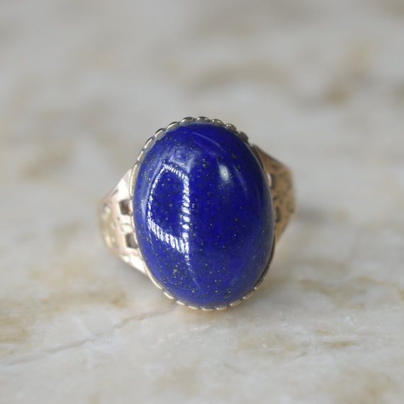 Antique Victorian 14k Gold Lapis Lazuli Ring