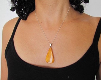 Vintage Amber Pendant with Sterling Silver Bail