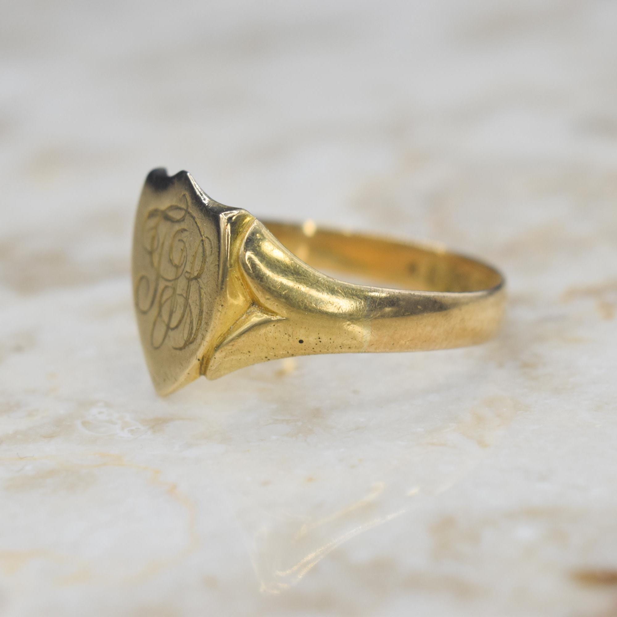 Antique 18k Gold Signet Ring T.J.B. English Hallmarks 1904 - Etsy