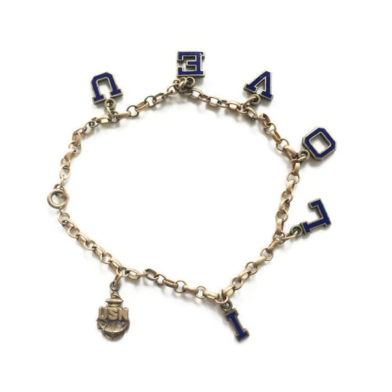 Vintage Sweetheart Charm Bracelet USN c.1940s