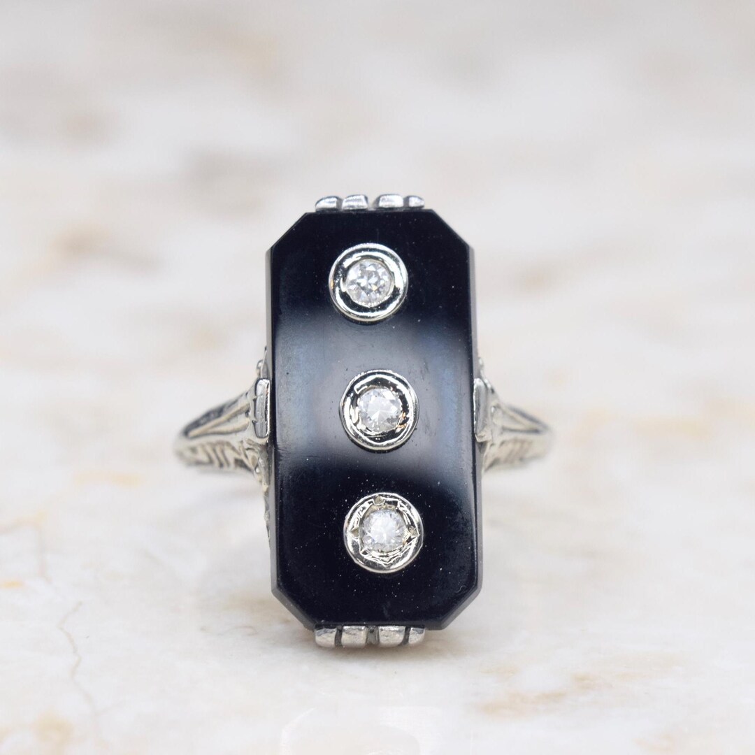 Art Deco Double Diamond North-South Ring — Isadoras Antique