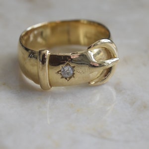 Antique Victorian 18k Gold Buckle Ring With Diamond English Hallmarks ...