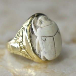 Antique 18k Gold Egyptian Revival Scarab Ring c.1920s