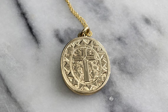 Antique Victorian Gold Filled Cross Locket with S… - image 5