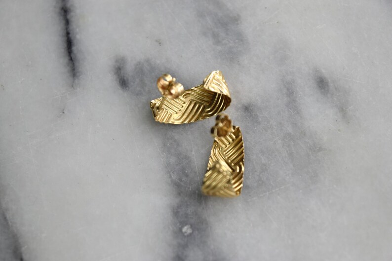 Vintage 14k Gold Textured Earrings c.1990s