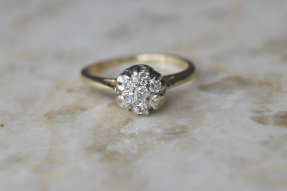 Vintage Mid-Century Diamond Cluster Ring - image 3