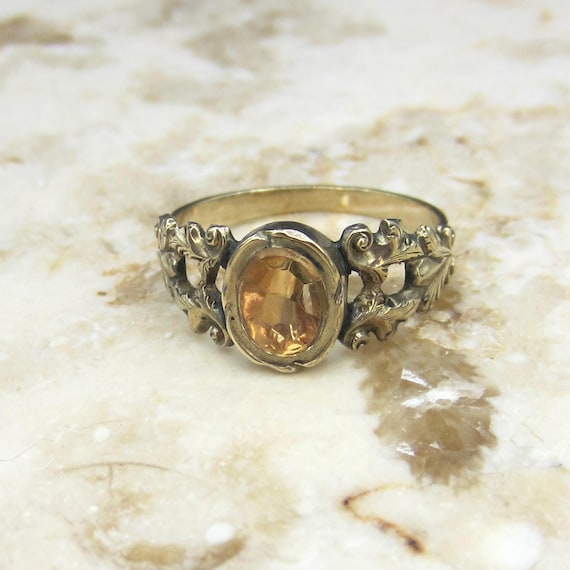 Antique Georgian 14k Gold Citrine Ring