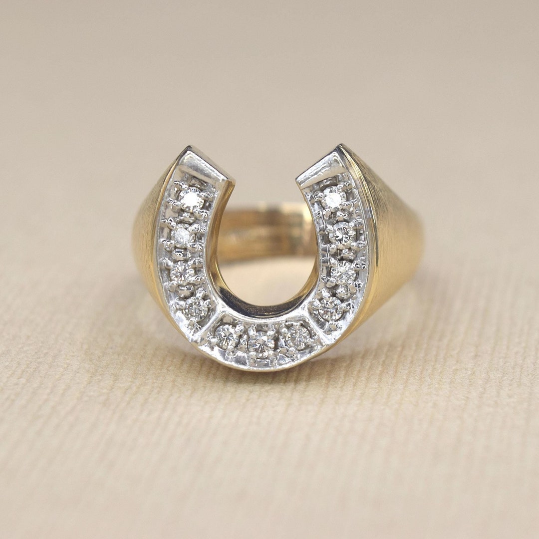 Vintage 14k Gold and Diamond Horseshoe Ring C.1970s - Etsy