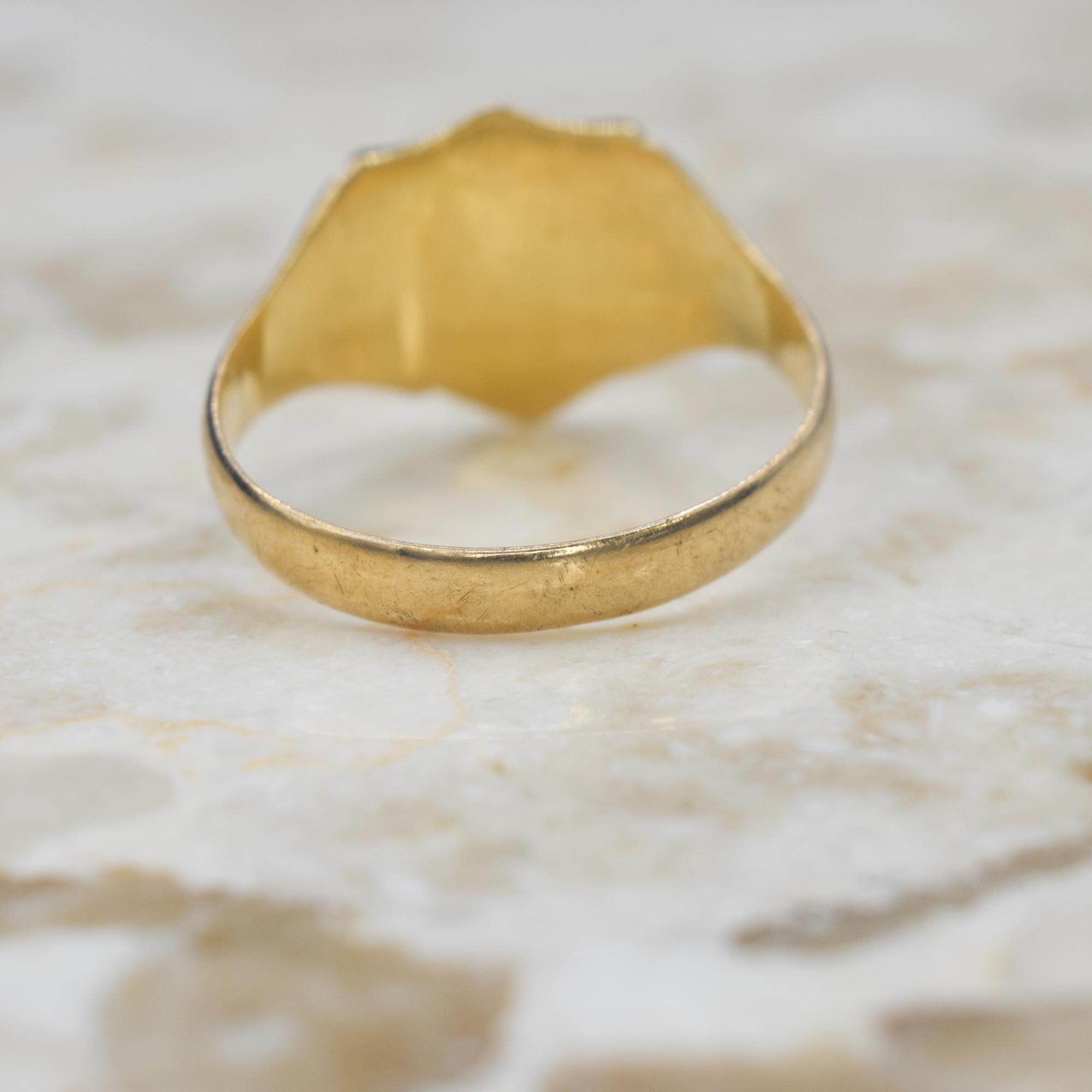 Antique 18k Gold Signet Ring T.J.B. English Hallmarks 1904 - Etsy