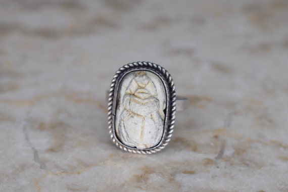 Vintage Egyptian Revival Scarab Ring - image 2