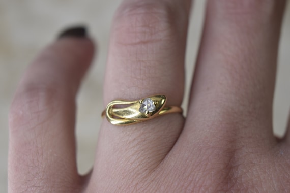 Antique 18k Gold Snake Ring With Rose Cut Diamond C.1900 - Etsy
