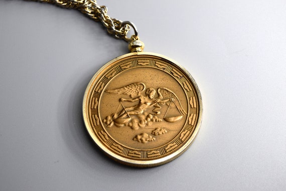 Vintage Zodiac Pendant / Libra Horoscope Necklace