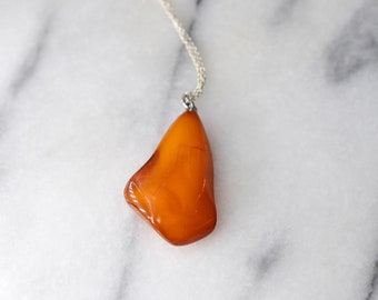 Vintage Amber Pendant with Sterling Silver Bail