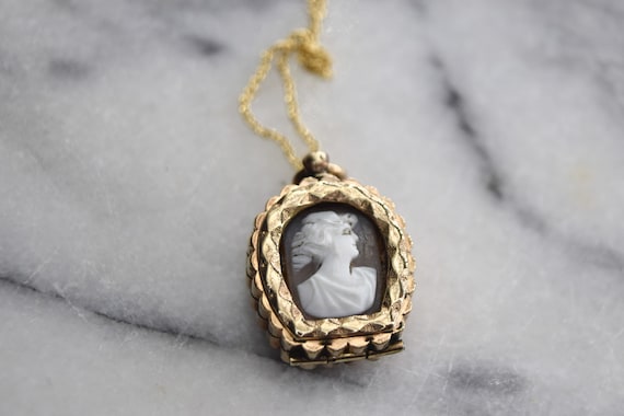 Antique Locket Gold Filled Cameo and Knights of P… - image 1