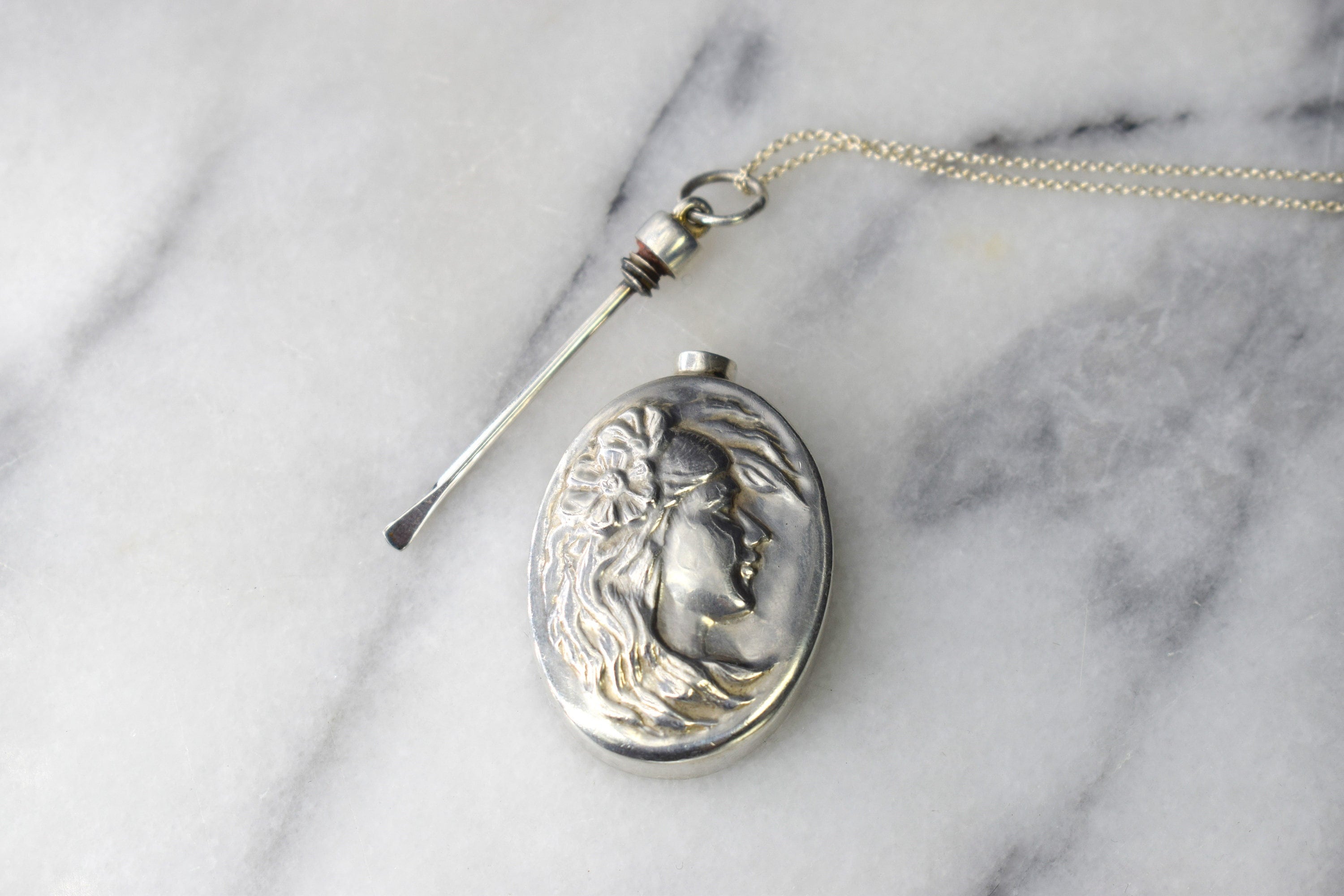 Antique Art Nouveau Bottle Pendant With 