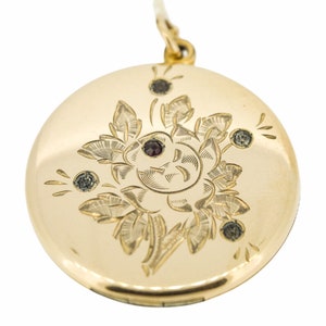 Antique Locket With Engraved Rose and Paste Stones