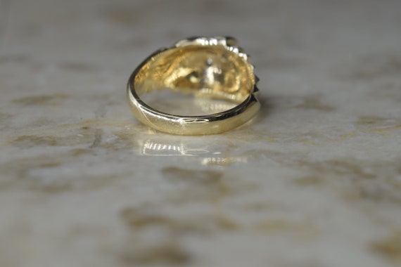 Vintage 14k Gold Croissant Ring with Diamonds c.1… - image 3