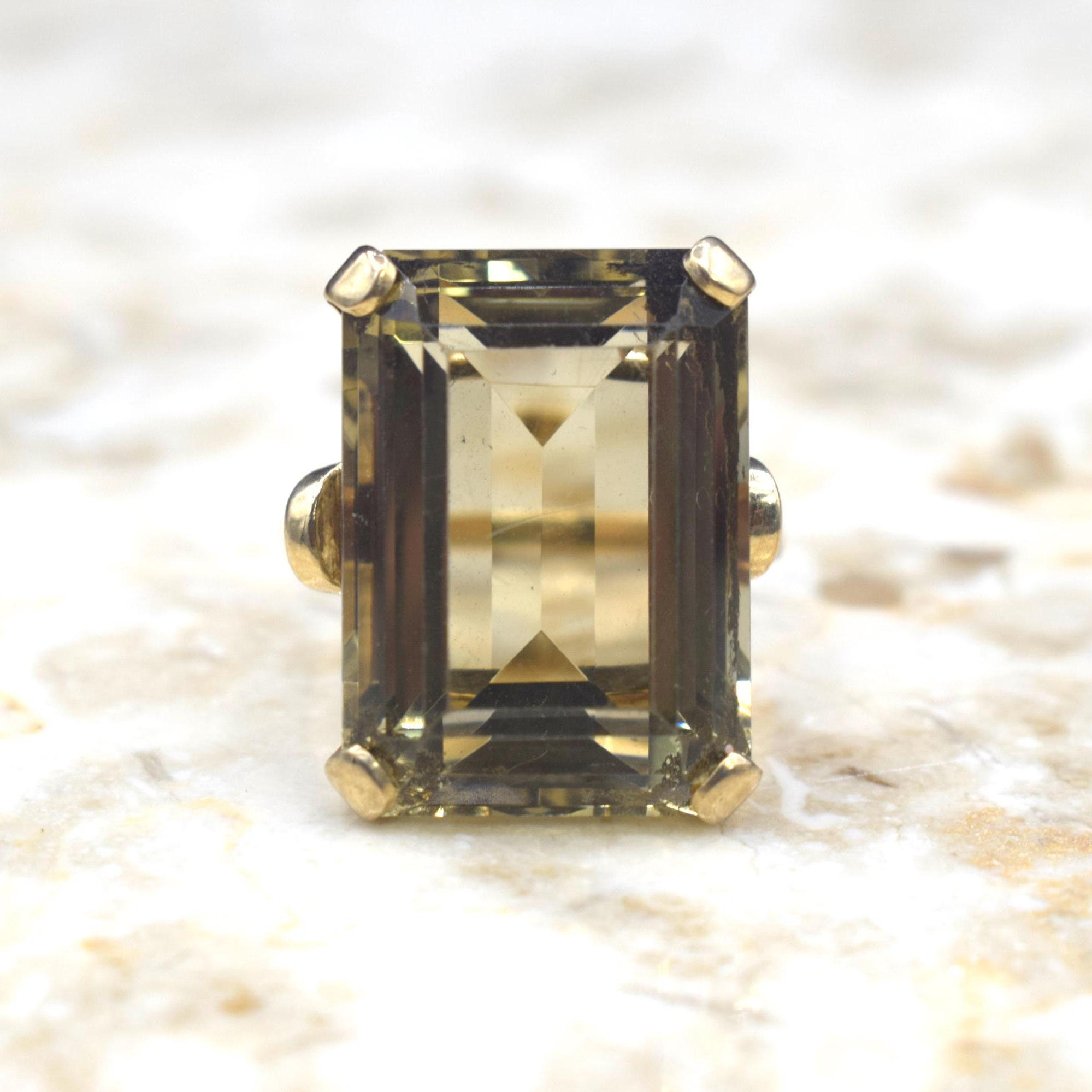 Vintage 30.69 Ct Smoky Quartz Cocktail Ring C.1970s - Etsy Vintage 30.69 Ct Smoky Quartz Cocktail Ring C.1970s - Etsy