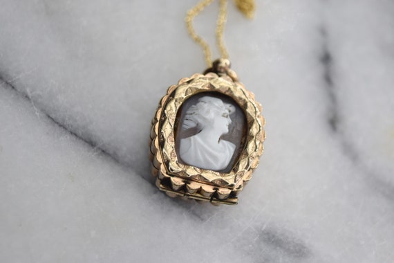 Antique Locket Gold Filled Cameo and Knights of P… - image 2