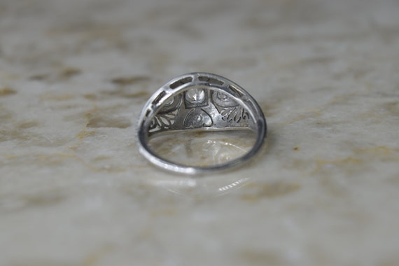 Antique Platinum and Diamond Filigree Ring c.1920s - image 5
