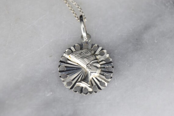 Vintage Sterling Silver Nefertiti Charm Necklace