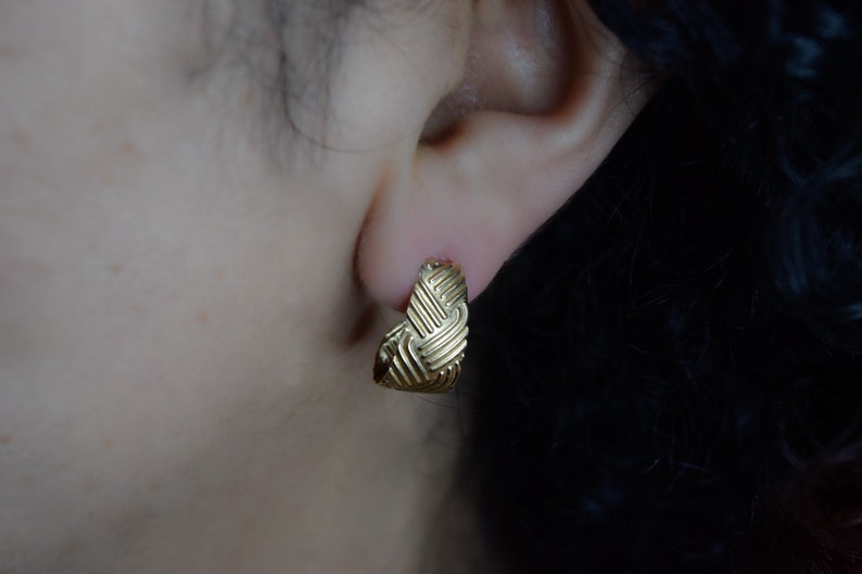 Vintage 14k Gold Textured Earrings c.1990s