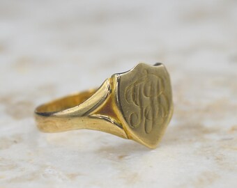 アンティーク 18K ゴールド シグネット リング T.J.B. 英国刻印 1904