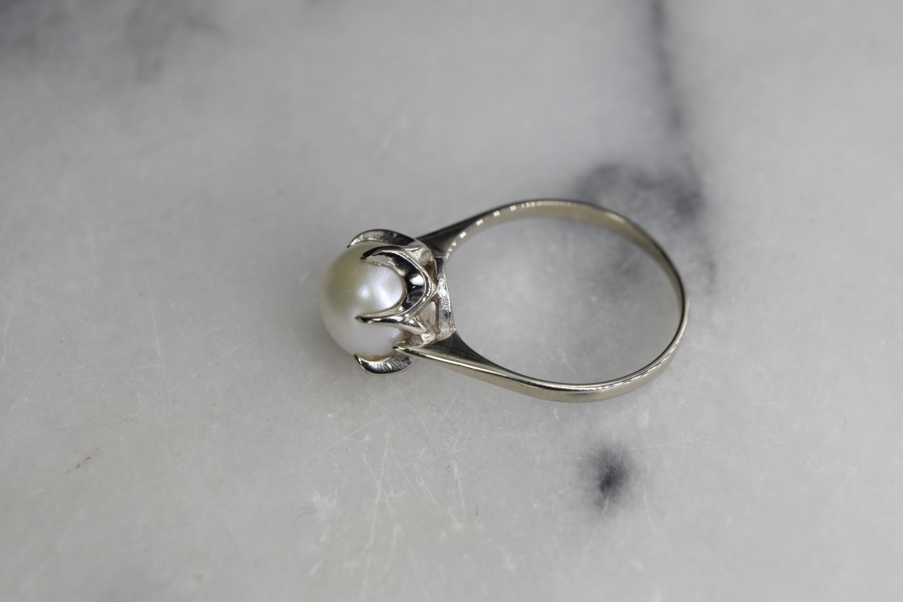 Antique 14k White Gold Pearl Ring C.1920s Etsy