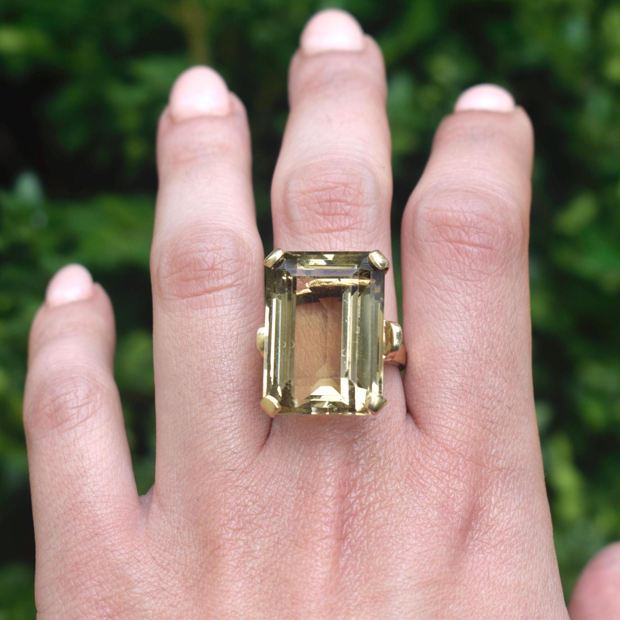 Vintage 30.69 Ct Smoky Quartz Cocktail Ring C.1970s - Etsy Vintage 30.69 Ct Smoky Quartz Cocktail Ring C.1970s - Etsy