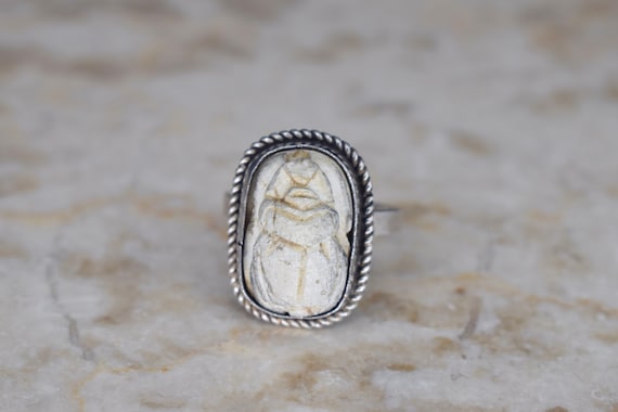 Vintage Egyptian Revival Scarab Ring - image 1