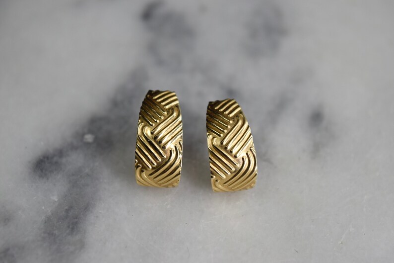 Vintage 14k Gold Textured Earrings c.1990s