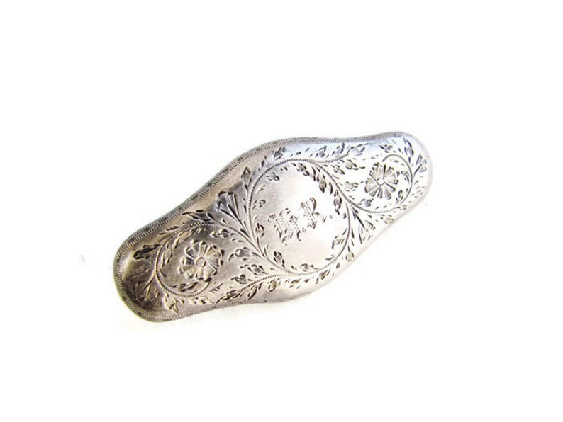 SALE Antique Victorian Sterling Silver Monogram Brooch c.1880s image 2