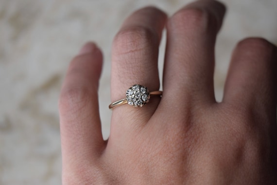 Vintage Mid-Century Diamond Cluster Ring - image 2