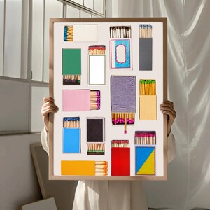 Vintage Matchbox Art Print: Colorful Matchbook Poster (Digital Download)
