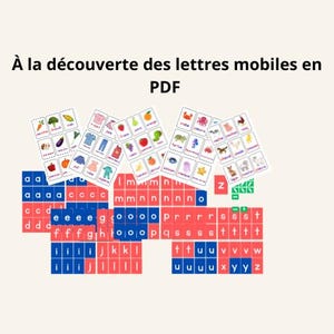 Lettres minuscules scriptes mobiles + 45 cartes illustrées en PDF
