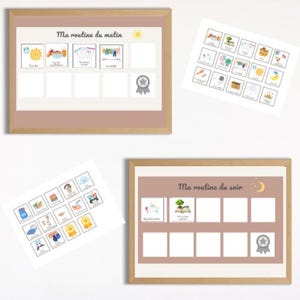 Calendrier routinier enfants du matin et du soir avec ses 29 images illustrées en PDF