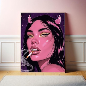 Póster vintage rosa estético / Póster vintage único / Impresión de cigarrillos coloridos / Descarga digital