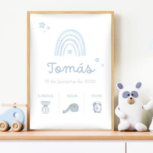 Carte de naissance personnalisée, affiche de naissance personnalisée, numérique ou encadrée, cadeau bébé personnalisé, chambre bébé, décoration bébé