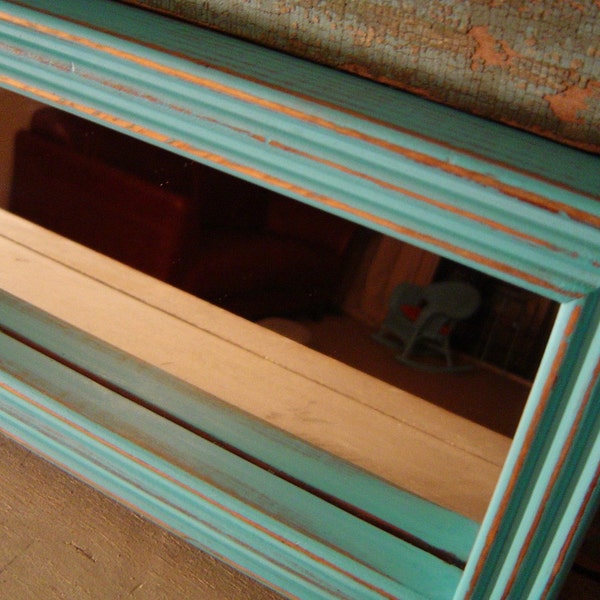 Turquoise Distressed Mirror